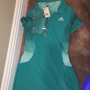 Turquoise golfing dress with shorts